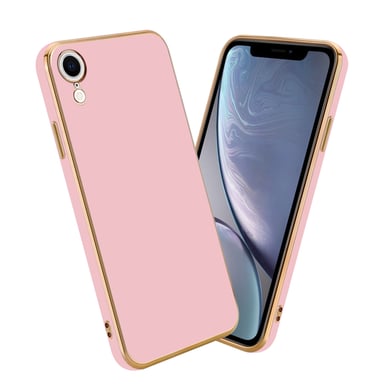 Coque pour Apple iPhone XR en Glossy Rose - Or Housse de protection Étui en silicone TPU flexible et avec protection pour appareil photo