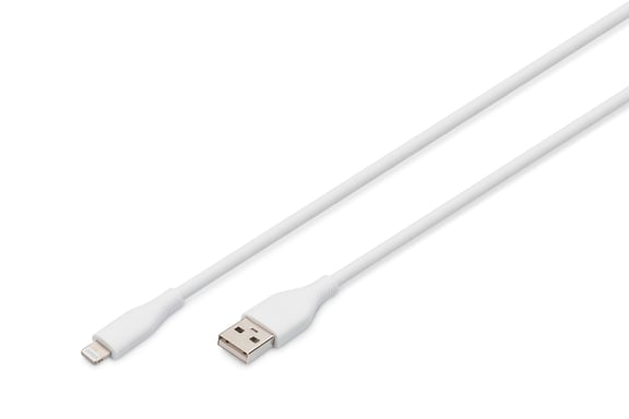 Digitus Cavo di connessione Lightning in silicone, USB-A - Lightning 0,5m, bianco