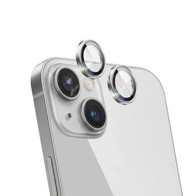 Force Glass Protecteur d'objectif de caméra pour iPhone 15/15Plus Original Ultra-résistant Argent