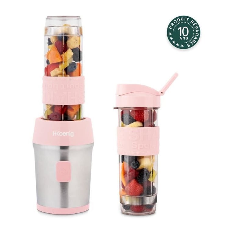 Mini Blender H.Koenig SMOO9 – 300W, 570mL, 4 Lames Inox, 2 Gourdes Incluses - vue 10