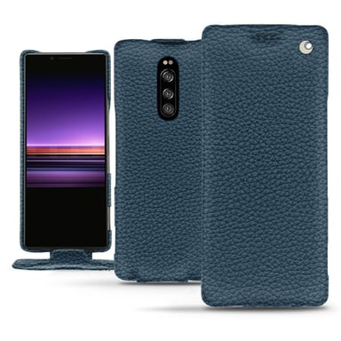 Housse cuir Sony Xperia 1 -  - Bleu - Cuir grainé