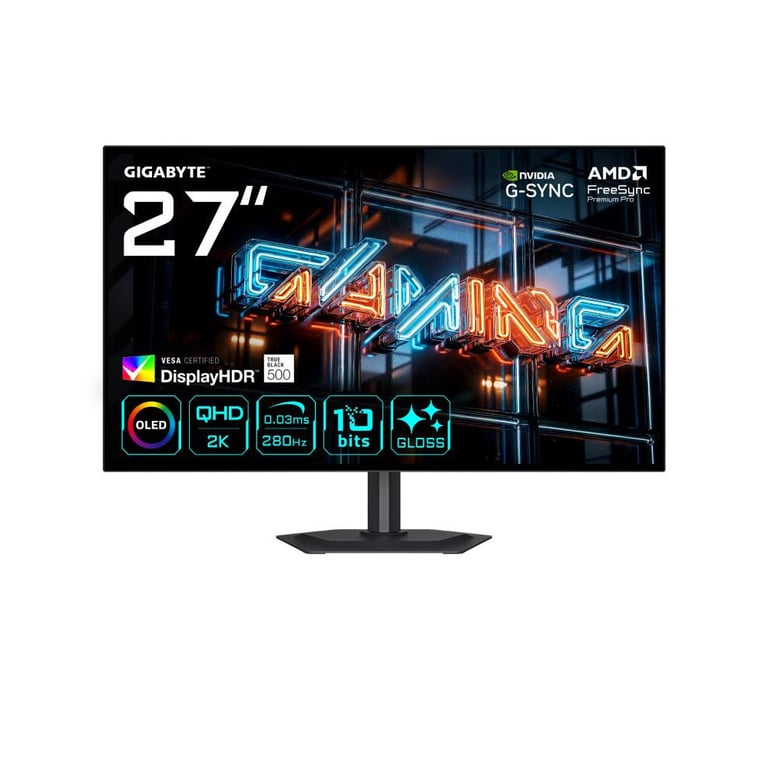GIGABYTE MO27Q28GR MONITEUR GAMING WOLED 27” QHD 2560 X 1440 280HZ 0.03MS 335 CDM² DISPLAY HDR TRUE 500 H - vue 8