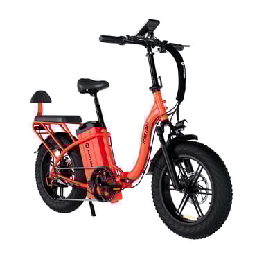 Bicicleta eléctrica urbana RATTAN LF ULTRA, batería de 48 V y 40,5 Ah, asiento trasero - roja