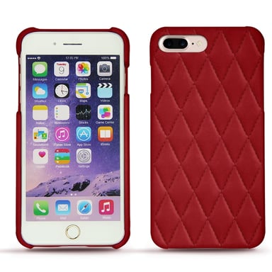 Coque cuir Apple iPhone 7 Plus - Coque arrière - Rouge - Cuir lisse couture