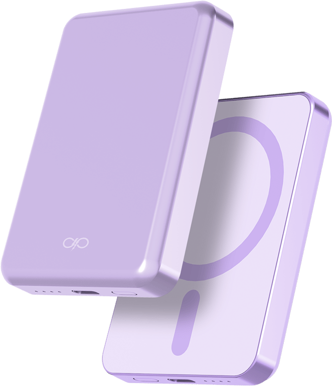 Powerbank sans fil MagSafe 5000mAh 1 port USB C 15W Qi Métal Violet + Garantie à vie Force Power - Neuf