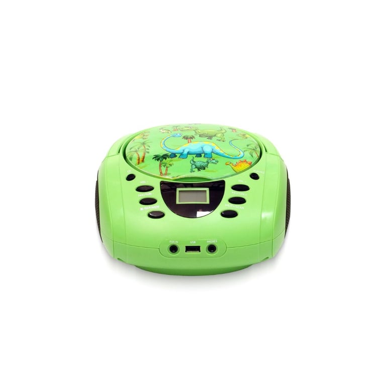 WE Lecteur - Radio Cd - Usb Wekids: Fm, Lecteur Cd/cd-r/cd-rw/mp3, Rms2*2w, Entrée Aux Et Micro, Modèle Dinosaure