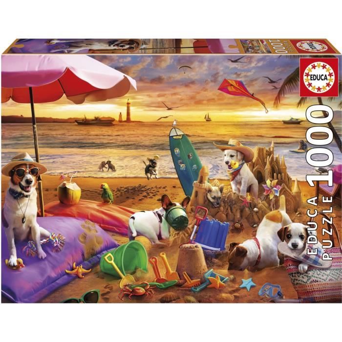 Puzzle EDUCA Chiens Jouant à la Plage 1000 pièces 68 x 48 cm À partir de - vue 6