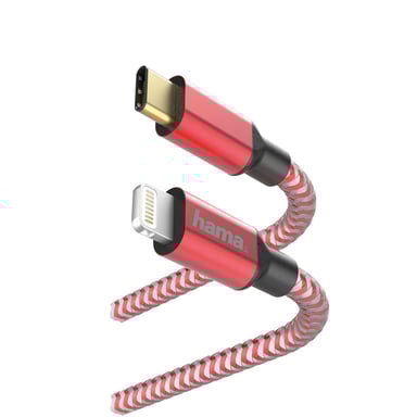 Cavo di ricarica rapida/dati ''riflettente'', USB-C/Lightning, 1, 5 m, rosso