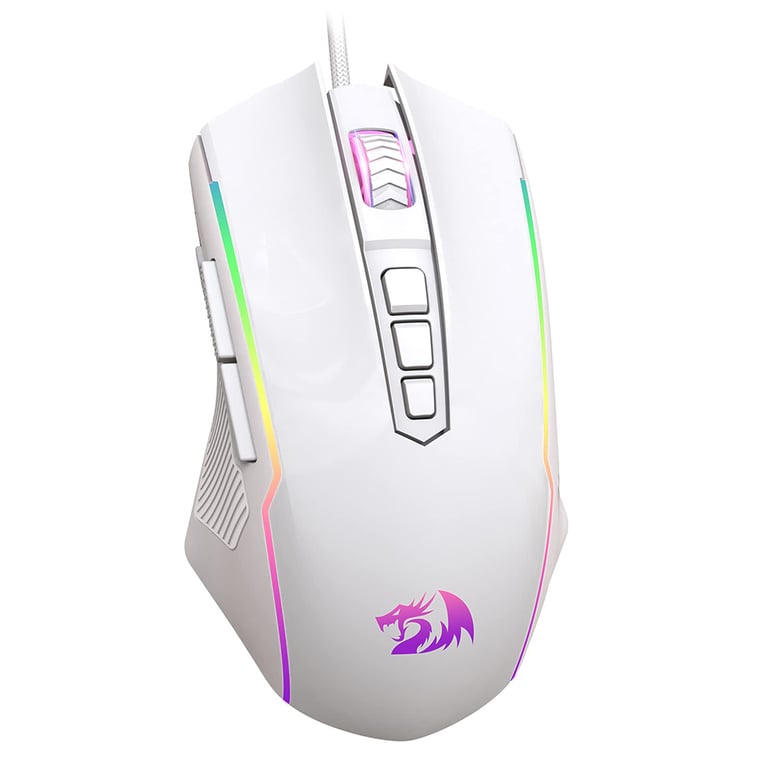 Souris De Jeu Filaire Rgb Redragon M910-W – 8000 Dpi, 9 Boutons Programmables, Avec Bouton De Tir Rapide – Blanc - Bon État