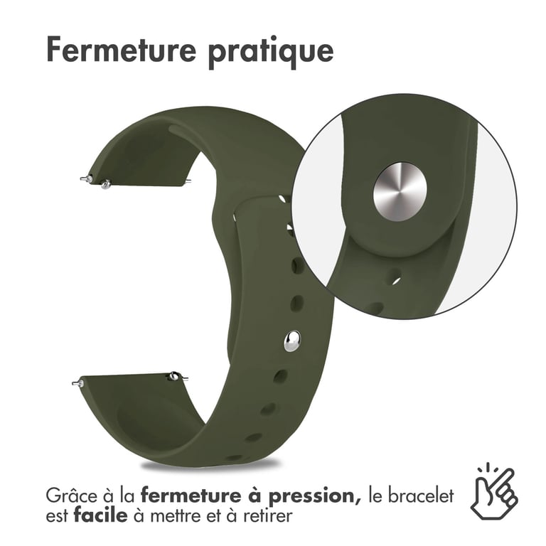 imoshion Bracelet sport en silicone - Connexion universelle 20 mm - Olive Green - Neuf