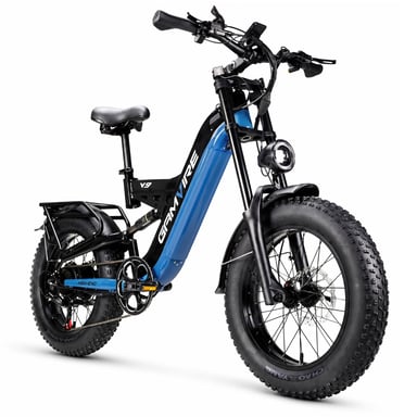 Bicicleta eléctrica de doble suspensión GAMVIRE V9 de 20'' con batería de 48V y 19,2Ah - Azul