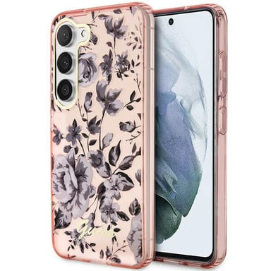 Custodia Guess Flower Collection per Samsung Galaxy S23+, rosa