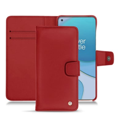 Funda de piel OnePlus 8T - Solapa billetera - Rojo - Piel lisa
