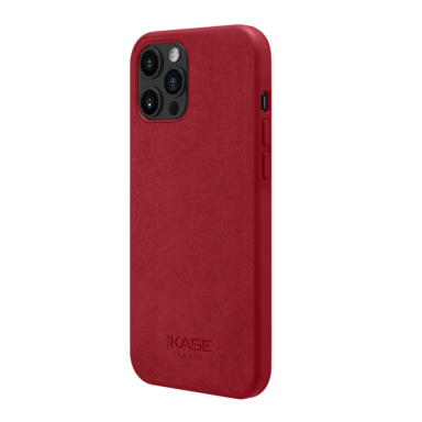 Coque en Suède Alcantara pour Apple iPhone 12 Pro Max, Rouge rubis