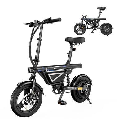 VéLo Électrique EB1S | Moteur 500W | Batterie 36V 12Ah | Pneus 14 Pouces | Vitesse Max 25 km/h | Autonomie 30-40 km | Noir