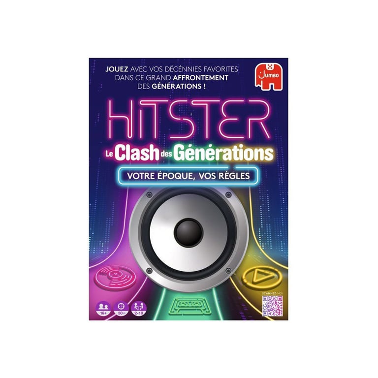 Jeu de société Hitster JUMBO Le Clash des Générations Party 2 à 10 joueurs 16+ 420 cartes musique - Neuf
