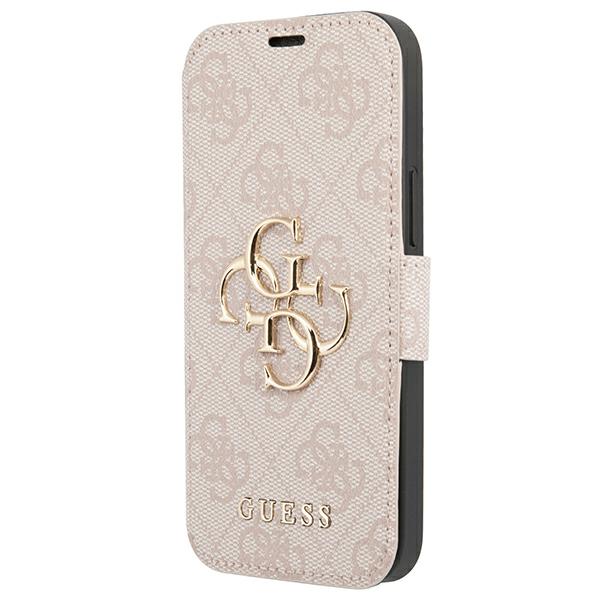 Guess Coque telephone - bumper telephone GUBKP13X4GMGPI Coque pour iPhone 13 Pro Max 67 Hetre Rose avec Logo 4G B