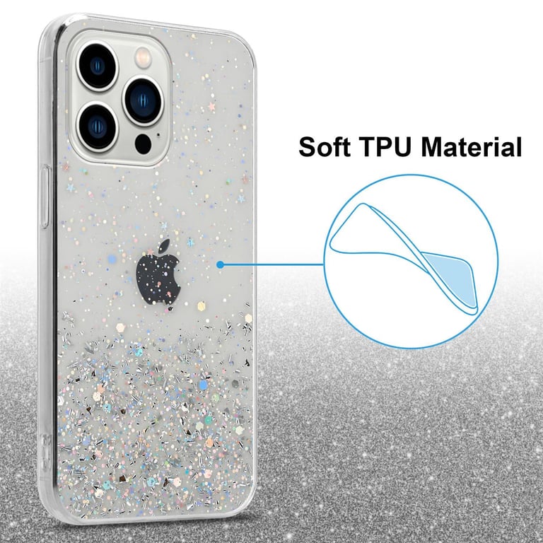 Coque pour Apple iPhone 13 PRO en Transparent avec Paillettes Housse de  protection Étui en silicone TPU flexible avec paillettes scintillantes