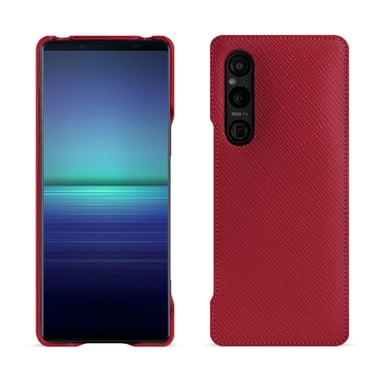 Coque cuir Sony Xperia 1 V - Coque arrière - Rouge - Cuir saffiano