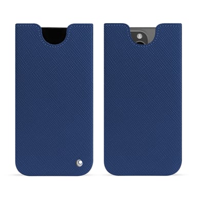 Pochette cuir Apple iPhone 15 Pro Max - Pochette - Bleu - Cuir saffiano