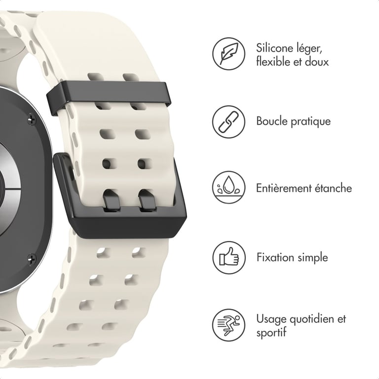 imoshion Bracelet Ocean en silicone pour Samsung Galaxy Watch 8 (40/44mm) / Classic (46mm) - Lumière stellaire - Neuf