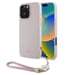 Guess Coque Grained MagSafe avec Flower Charm Strap pour Apple iPhone 16 Pro Max - Rose