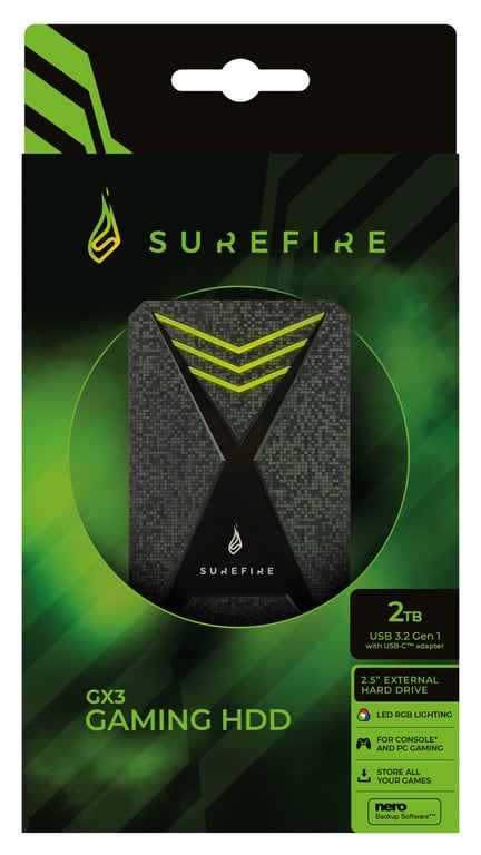 SureFire Gaming disque dur externe 2 To 2.5  Micro-USB B 3.2 Gen 1 (3.1 Gen 1) Noir, Gris - Neuf