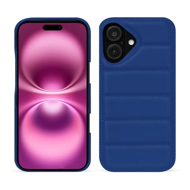 Coque matelassée Apple iPhone 16 Plus -  - Bleu - Cuir lisse