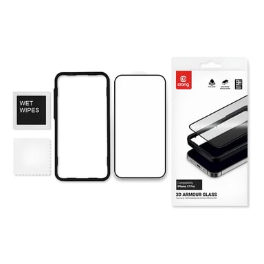 Crong Protector de pantalla de vidrio templado para iPhone 17 Pro, resistencia 9H Transparente