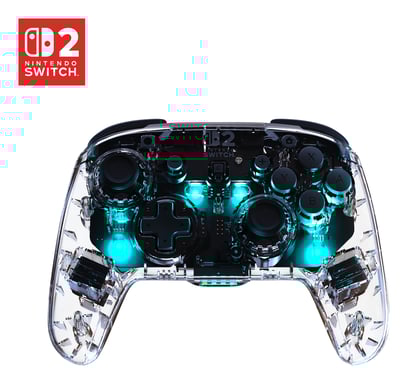 Turtle Beach Afterglow Clear Mando de juego RGB inalámbrico para Nintendo Switch 2