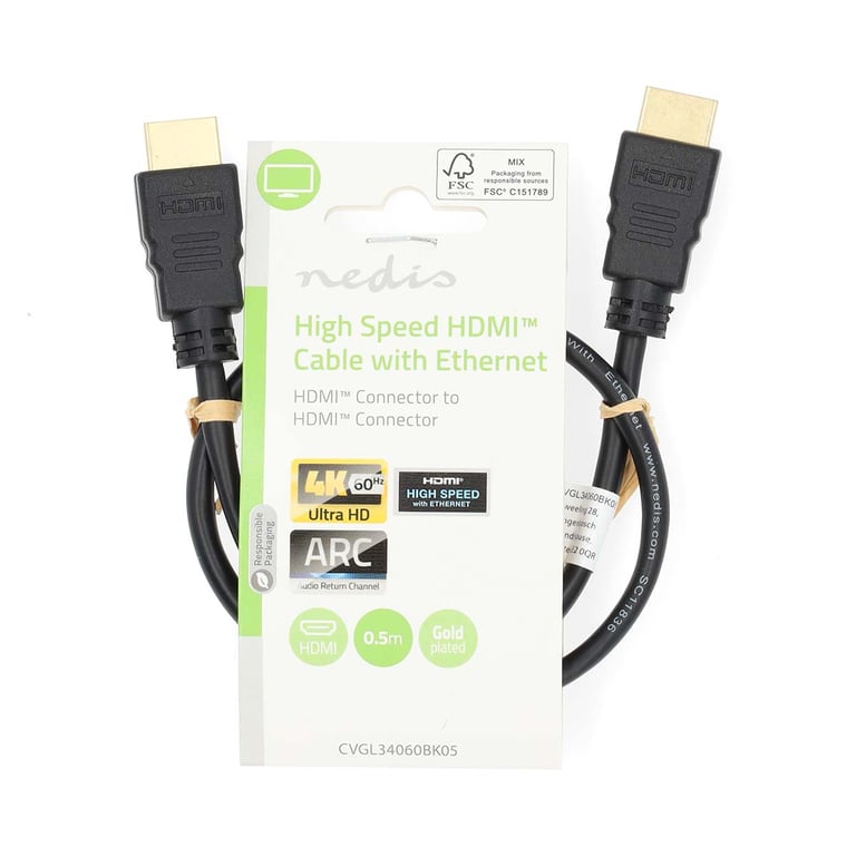 Nedis CVGL34060BK05 câble HDMI 0,5 m HDMI Type A (Standard) Noir - vue 3
