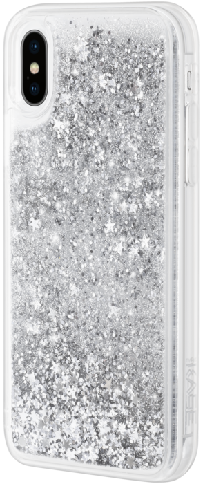 Funda Bling Bling Glitter Hybrid para Apple iPhone X/XS, Silver Galaxy
