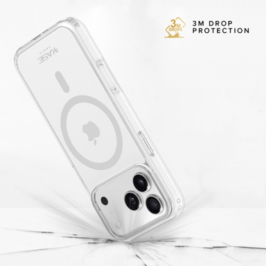 Coque antibactérienne antichoc magnétique invisible Fabriqué Avec du 75% Plastique Recyclé pour Apple iPhone 17 Pro Max, Transparente