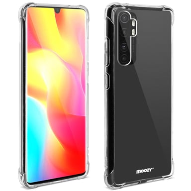 Moozy Coque en silicone anti-choc pour Xiaomi Mi Note 10 Lite - Coque de téléphone transparente et transparente en TPU souple