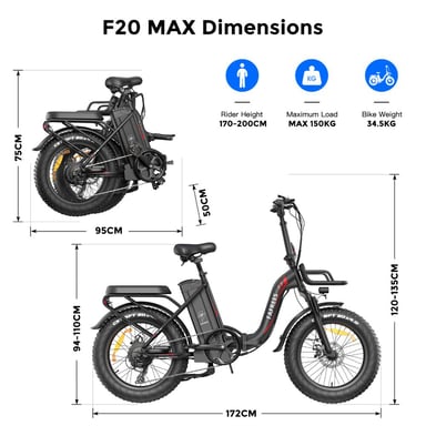 Bicicleta eléctrica plegable FAFREES F20 Max con batería LG de 48 V y 30 Ah y pantalla LCD - roja