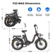 Bicicleta eléctrica plegable FAFREES F20 Max con batería LG de 48 V y 30 Ah y pantalla LCD - roja