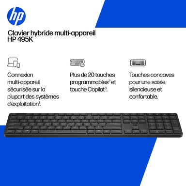 HP Clavier hybride multi-appareil 495K - Neuf Noir - vue 3