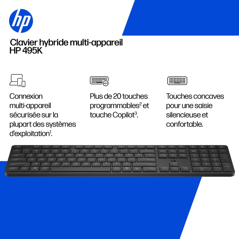 HP Clavier hybride multi-appareil 495K - Neuf Noir - vue 3