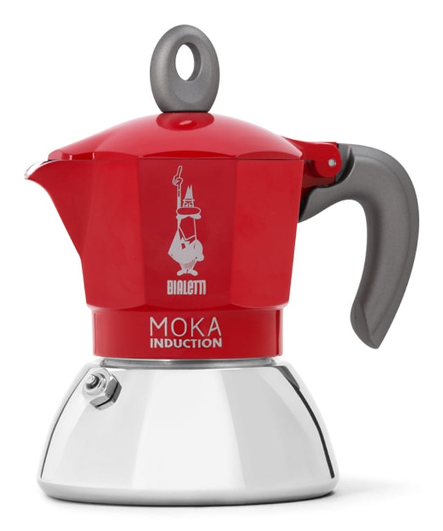 Bialetti Moka induction Cafetière à moka 0,1 L Rouge, Argent - Neuf