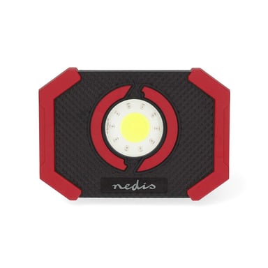 Nedis Lámpara de trabajo LED recargable de 10W 1000lm con soporte magnético Negro / Rojo