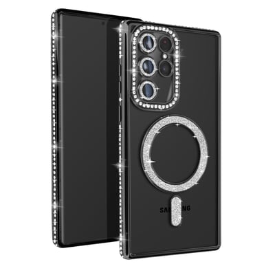 Avizar Carcasa MagSafe para Samsung Galaxy S22 Ultra Diseño de diamante Negro