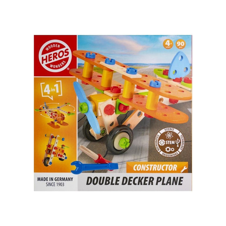 HEROS Constructor Avion Biplan à construire En bois 100 % certifié FSC® 90 pièces Dès - vue 2