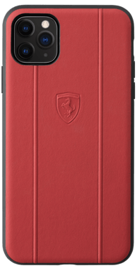 Coque Ferrari Off Track en cuir véritable pour Apple iPhone 11 Pro Max, Rouge