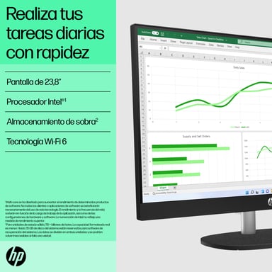 HP 24-cr0012ns Intel® Core? i3 i3-1315U 60,5 cm (23,8'') 1920 x 1080 pixel PC All-in-One 8 GB DDR4-SDRAM 512 GB SSD DOS free Wi-Fi 6 (802.11ax) Bianco