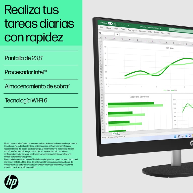HP All in One 24 cr0012ns Intel Core i3 /8GB SSD23.8 - vue 4