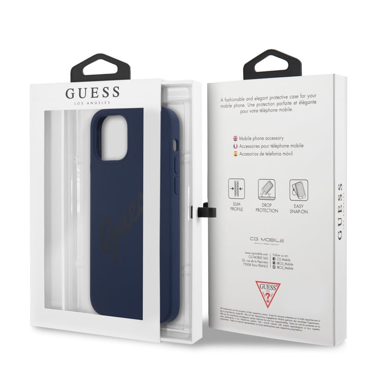 Guess hardcase Script Vintage Cover protettiva per GUHCP12MLSVSBL iPhone 12/12 Pro 6,1' Blu
