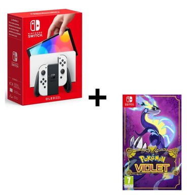 Switch OLED + Pokémon Violeta consola de juegos portátil 17,8 cm (7'') 64 GB Pantalla táctil Wifi Negro, Blanco