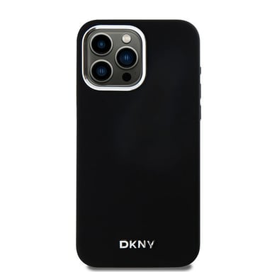 Étui DKNY pour iPhone 15 Pro Max 6.7'' noir étui rigide Liquid Silicone Small Metal Logo MagSafe