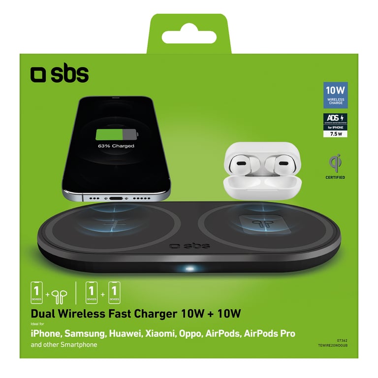SBS Chargeur induction Support de bureau avec recharge sans fil de 10 W sur