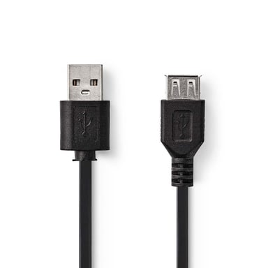 NEDIS Cable USB 2.0 - A Macho - A Hembra - 2,0 m - Negro